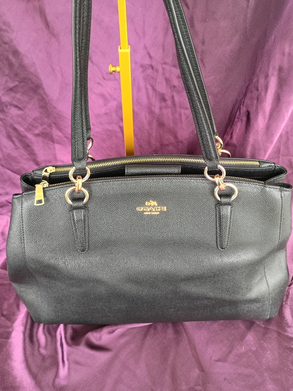 Coach Black Leather Christie Shoulder Bag with Gold Hardware - Picture 3 of 14